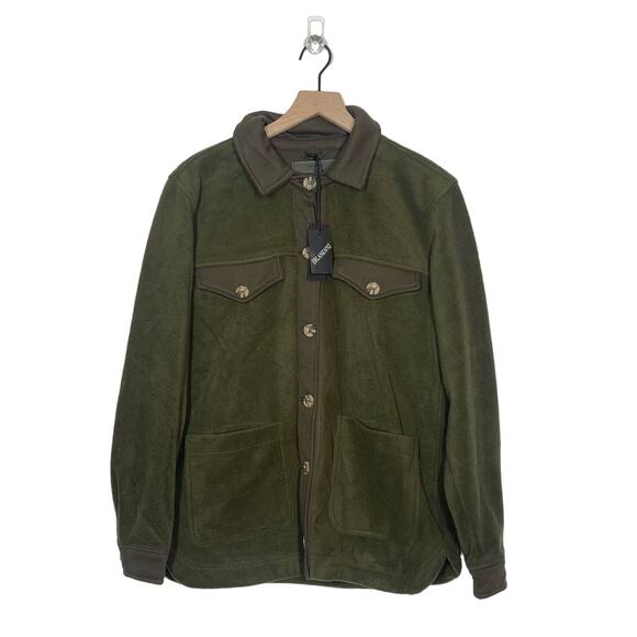 NEW Blank NYC Fleece Shacket Jacket Women's SZ Medium Green Button Front Pockets - Picture 1 of 6